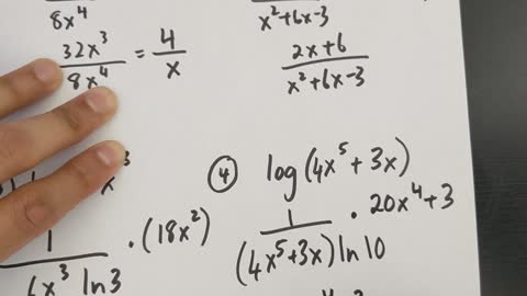 Derivation of logarithmic functions