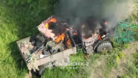 Ukrainian Kamikaze Drone Destroys Russian Truck