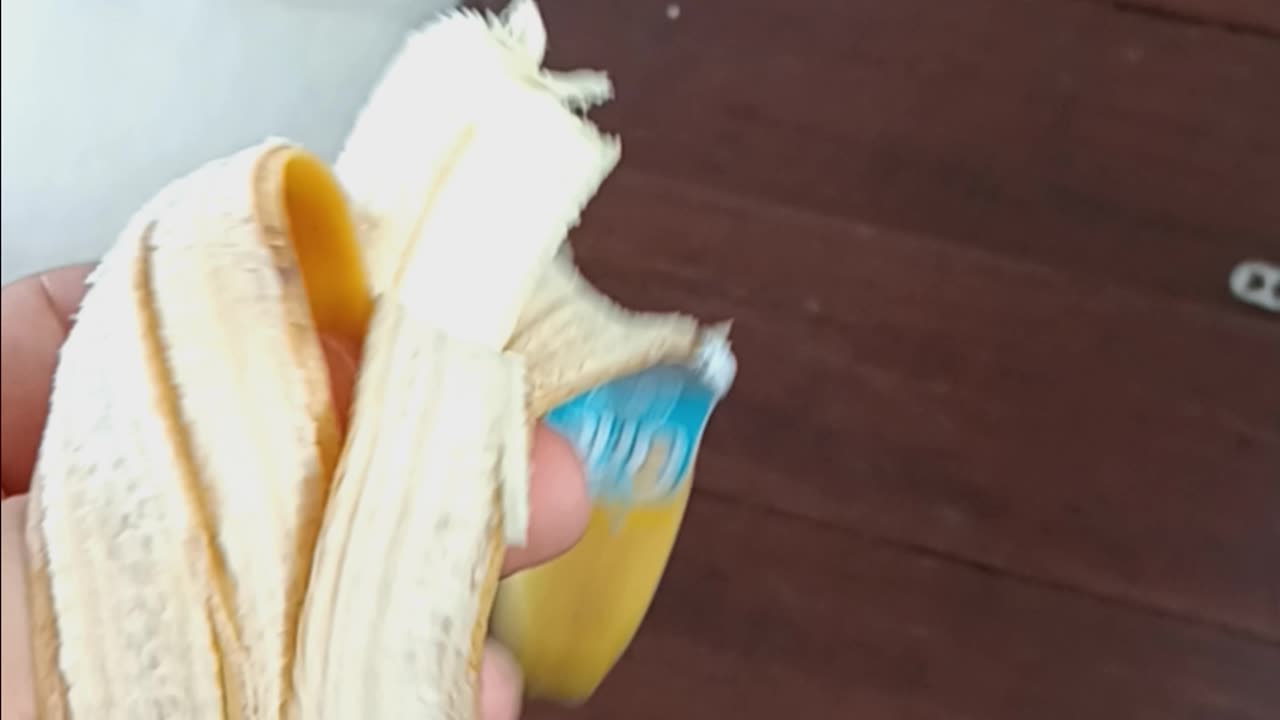 Gave him half of the banana