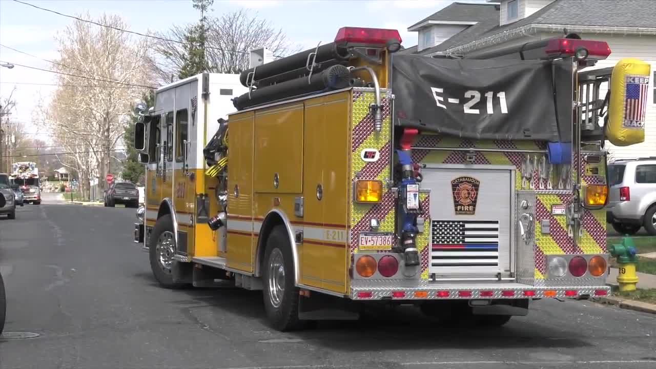 FIRE TRUCKS ARRIVE TO REPORT OF FIRE in Pennsylvania