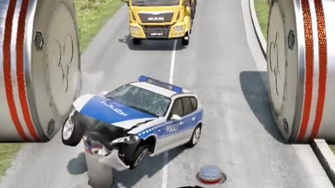 car bollards crushes #shorts #beamng #fun #car #game