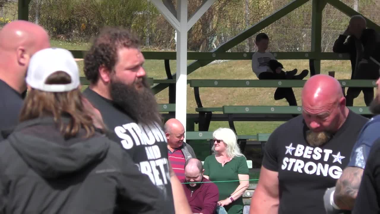 World's Strongest Men in a Tug o' War Challenge at Braemar Gathering Highland Games site in Scotland