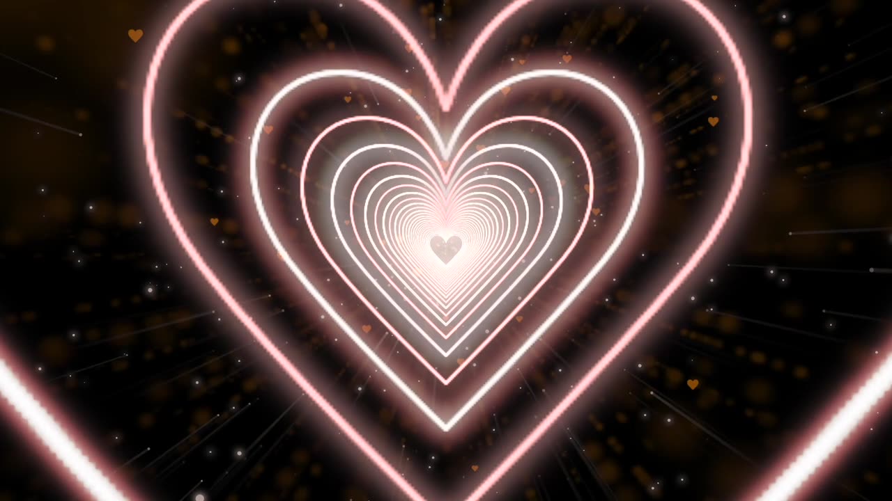 152. Heart Tunnel Background 🤎Brown Heart Neon Lights Love Heart Tunnel Loop Heart Tunnel Bright