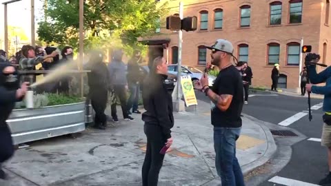 May 1 2019 Portland May day 1.1 Antifa pepper sprays Andy Ngo and others