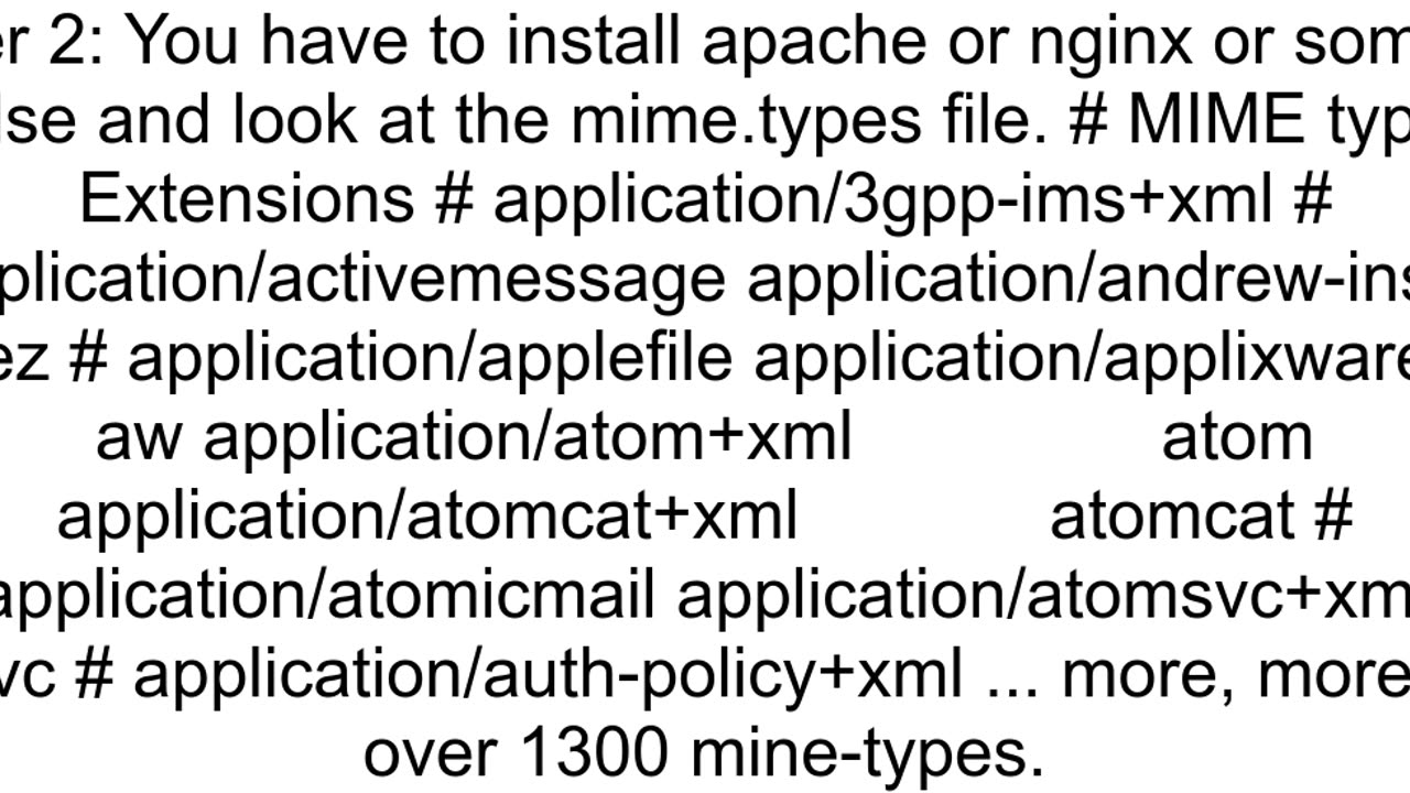 complete list of mimetype ltgt file extension mapping