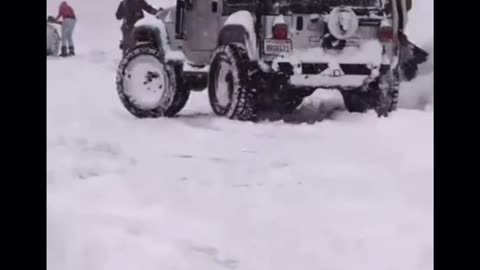 different angle and extended view of Jeep in Tahoe pileup