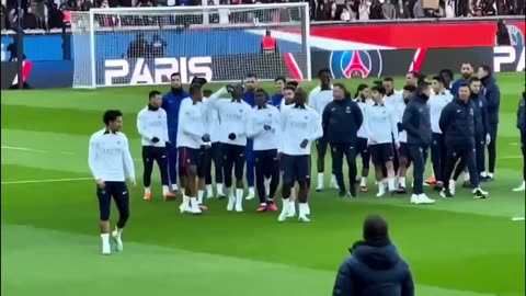 Psg opening training session Ligue 1 match up against Marseille at the Stade Velodrome.