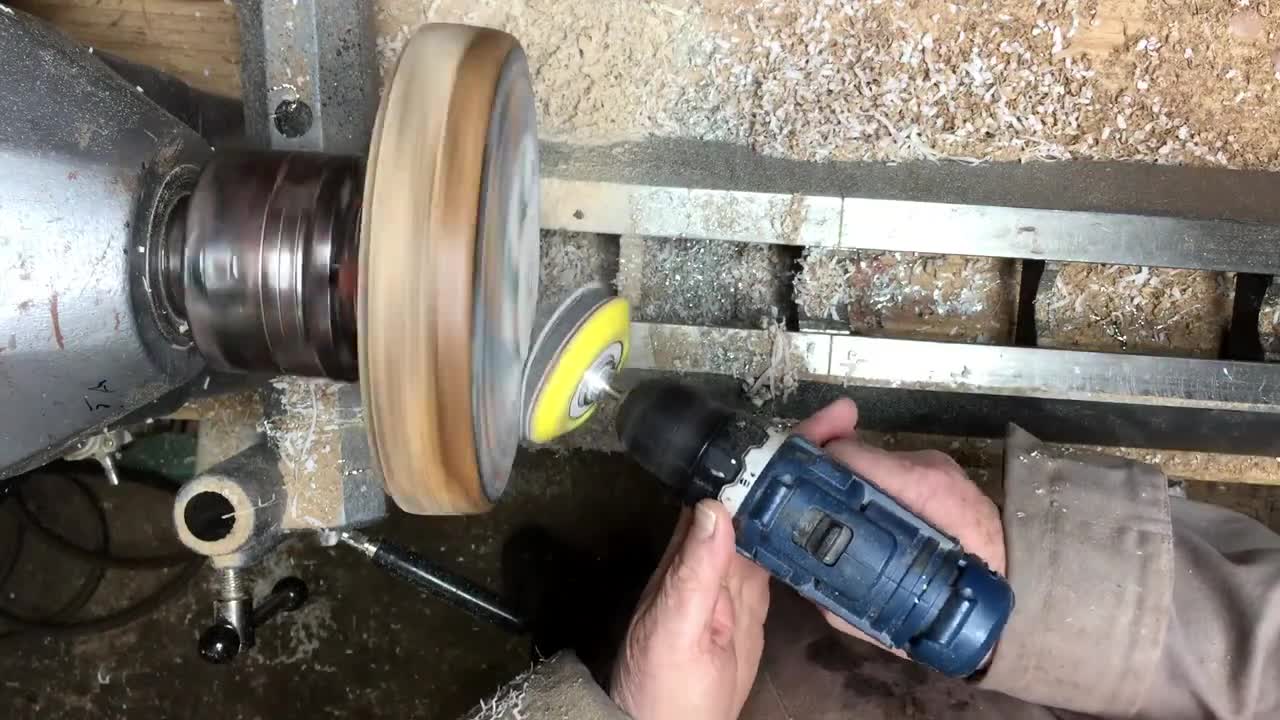 woodturning a pewter shavings dish15