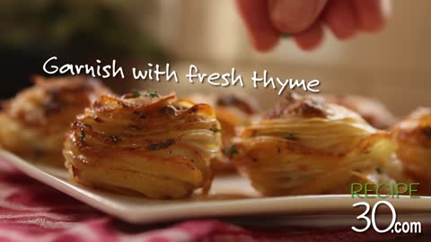 Layers of crispy, buttery Parmesan POTATO STACKS - By RECIPE30.com