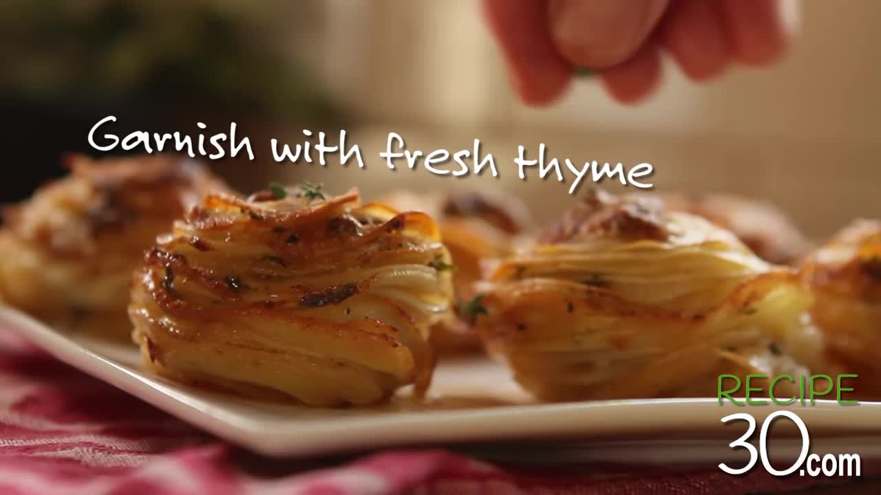 Layers of crispy, buttery Parmesan POTATO STACKS - By RECIPE30.com
