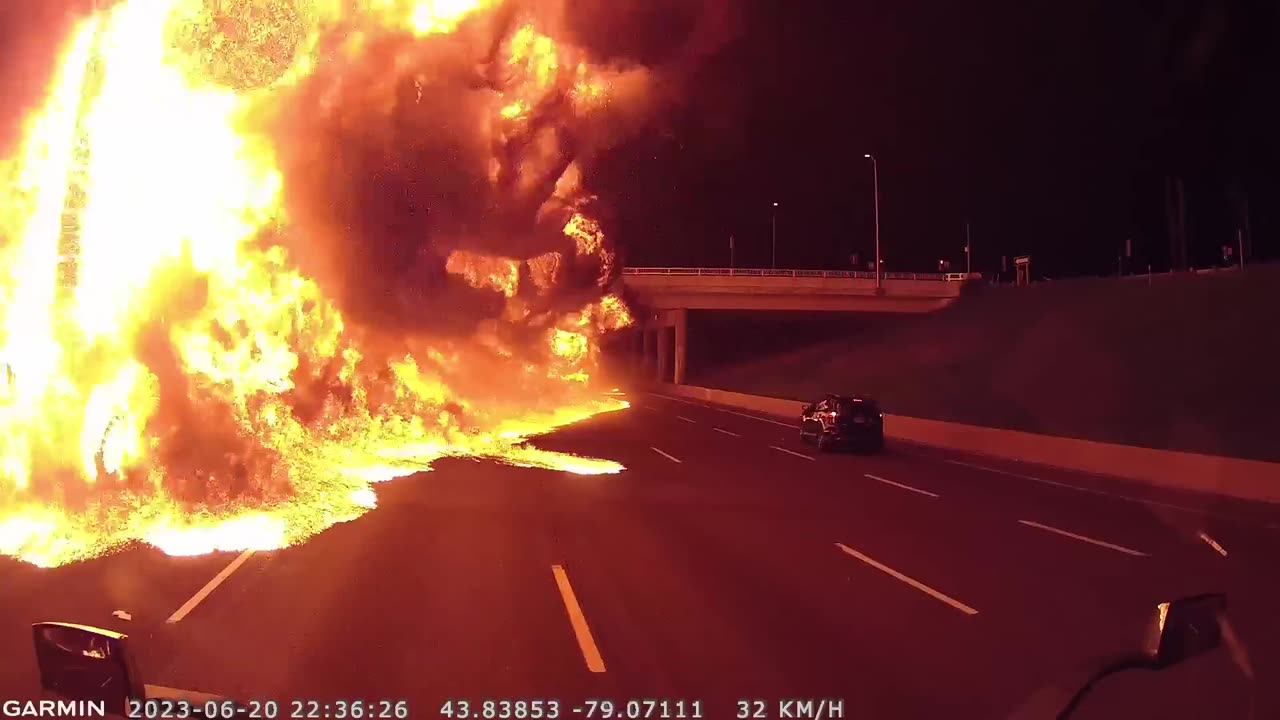 "Truck Explosion Shuts Down Highway in Fiery Chaos!"