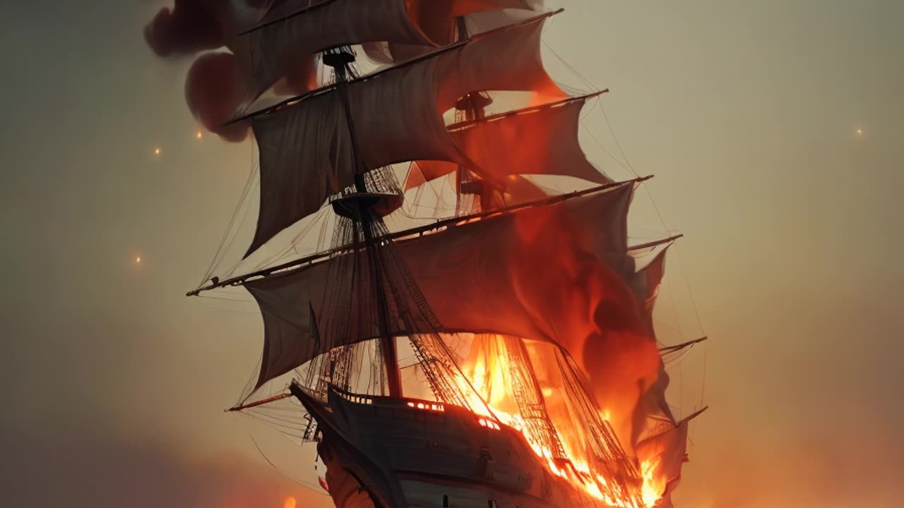 Burningh ship By Ai