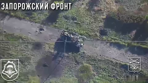 Drone Smashes into Russian Tank