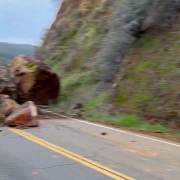 California- A rockslide on Jan. 18 shut down Old Forest Hill Road near Mammoth Bar