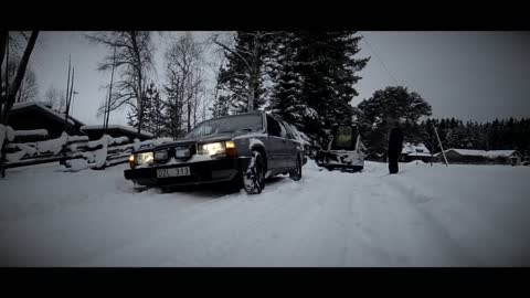 Volvo 740 snow drifting in sweden furudal