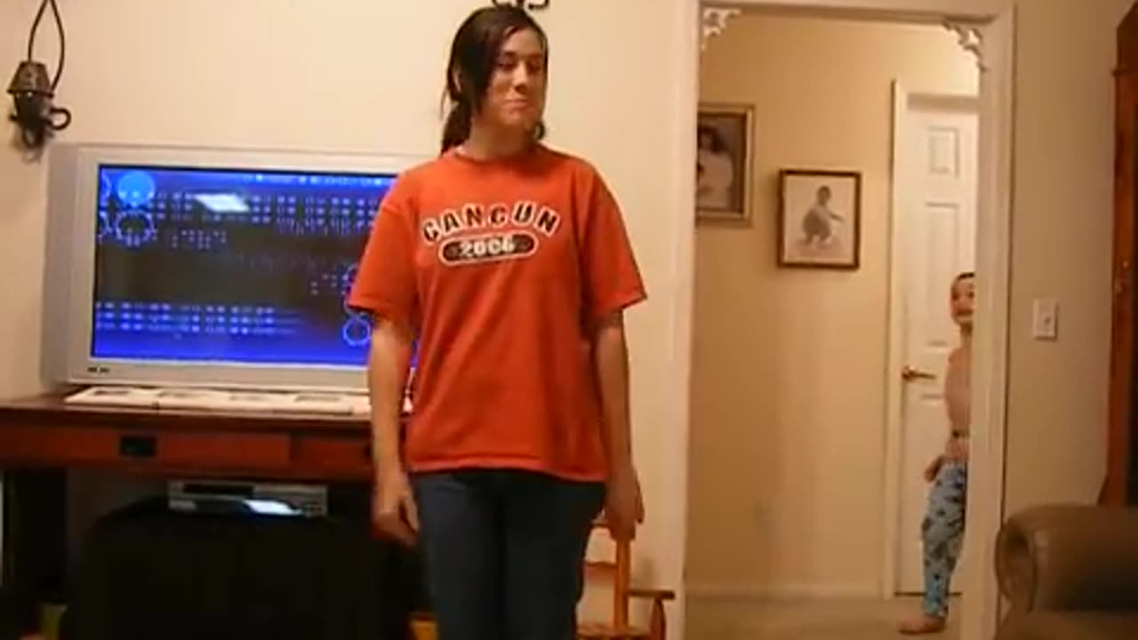 Smack that- ORIGINAL! (Little brother video bombs sister)