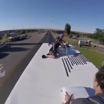 Parachuting From a Bridge While On a Moving Bus! #skillsshowcase #skillshots