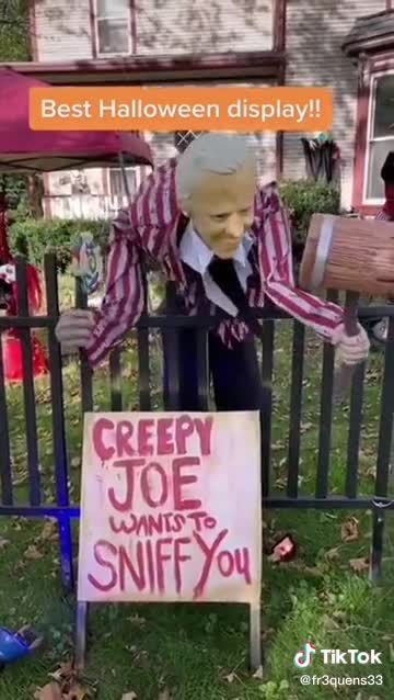Best Halloween display! Creepy Joe Biden wants to sniff you!