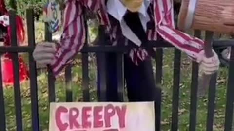 Best Halloween display! Creepy Joe Biden wants to sniff you!