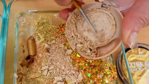 Green vs Gold - Mixing Makeup Eyeshadow Into Slime! Special Series 84 Satisfying Slime Video