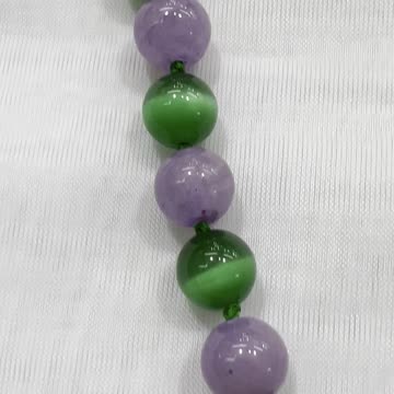 Handmade + Knotting Unique 24” Statement Necklace with Cat Eye. Hummingbird