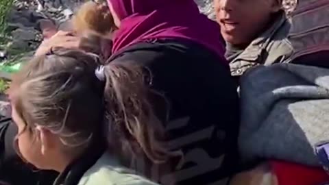 Little girls left crying after the israelis took their parents away while they were fleeing...