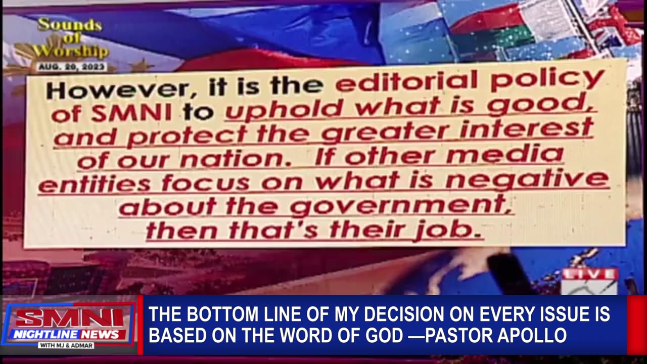 The bottom line of my decision on every issue is based on the word of God —Pastor Apollo