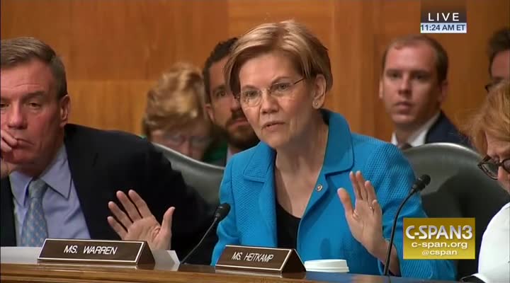 Watch Liz Warren yell at Trump nominee for being in the Trump administration