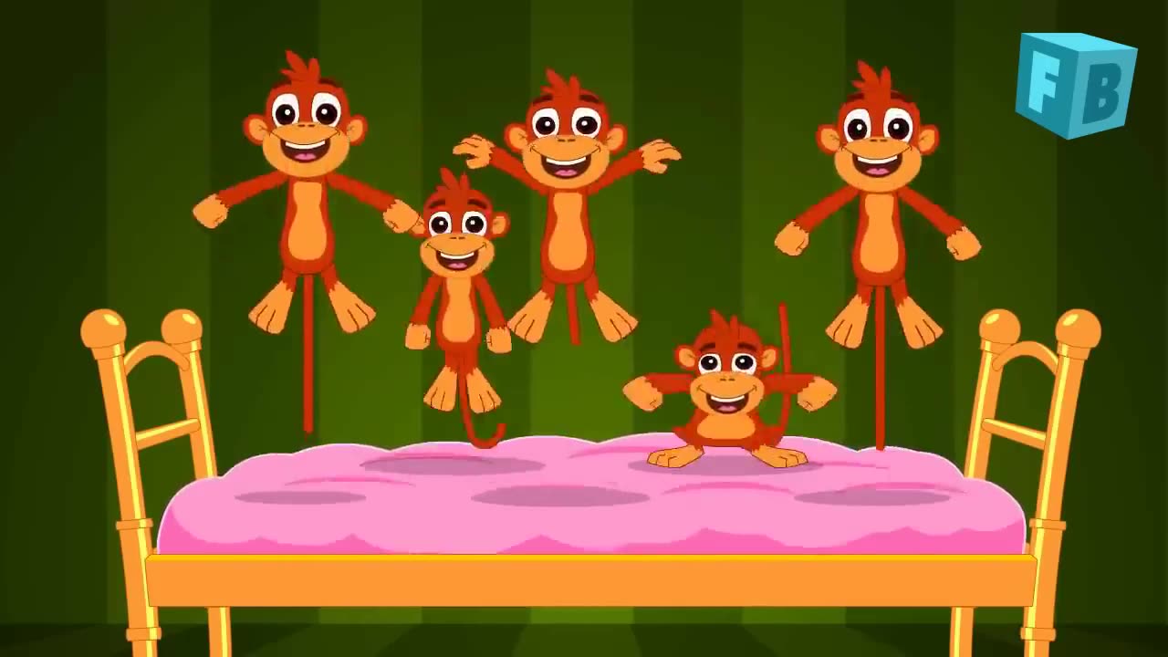 Five Little Monkeys Jumping On The Bed Children Nursery Rhyme Flickbox Kids Songs