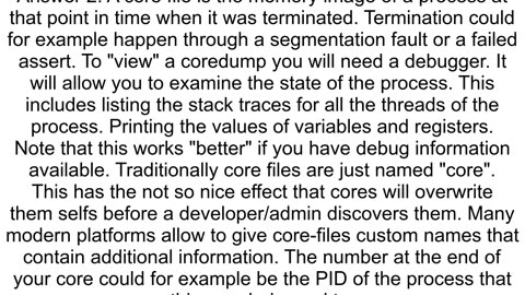 What does a core dump of a C code mean