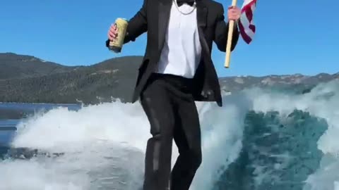 Mark Zuckerberg Celebrates July 4 Surfing In A Tux With A Beer And US Flag In Hand