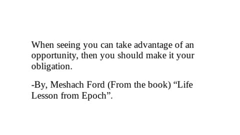 Life Lesson from Epoch