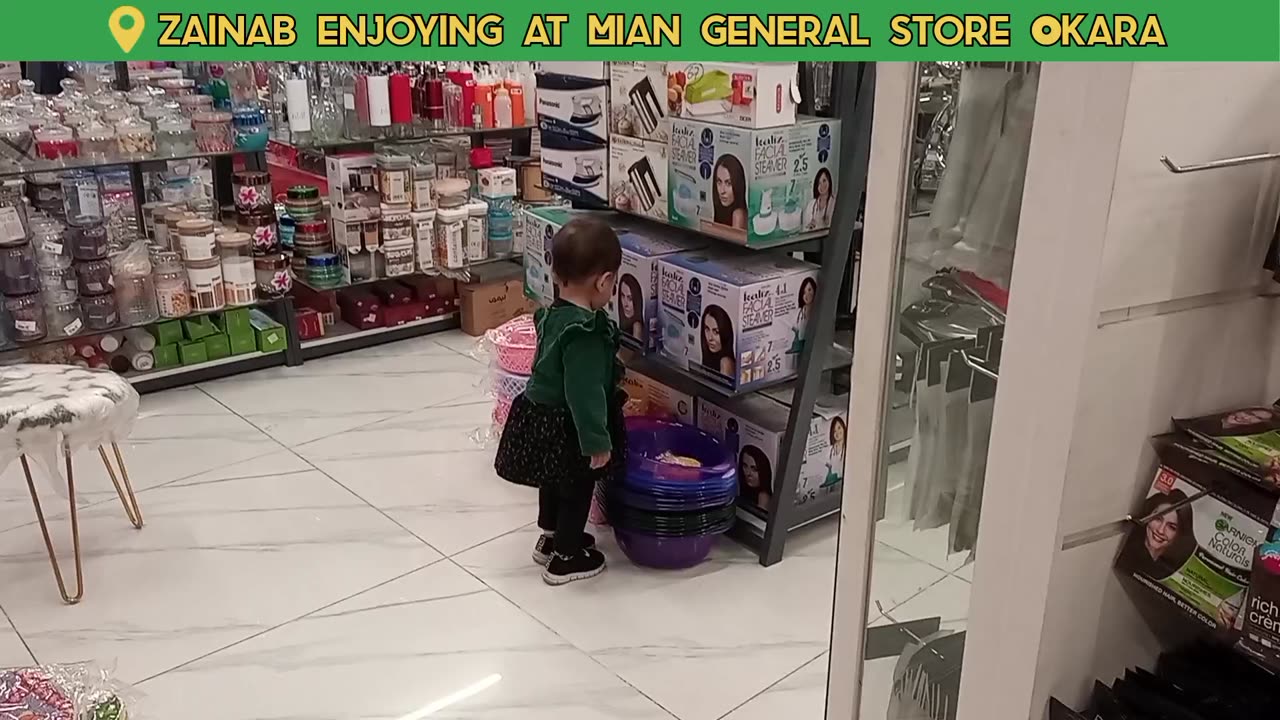 Baby Girl Enjoying Shopping in Mall