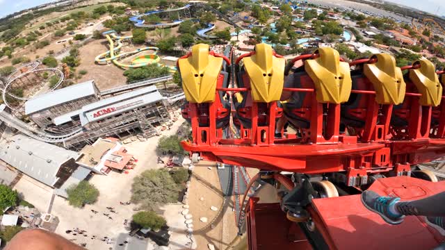 Worlds STEEPEST Dive Coaster - Cliffhanger, Six Flags Fiesta Texas