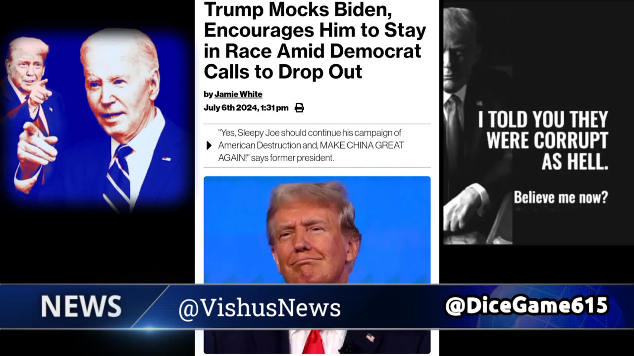 Trump Trolls Biden Encourages Him To Stay In The Race... #VishusTv 📺