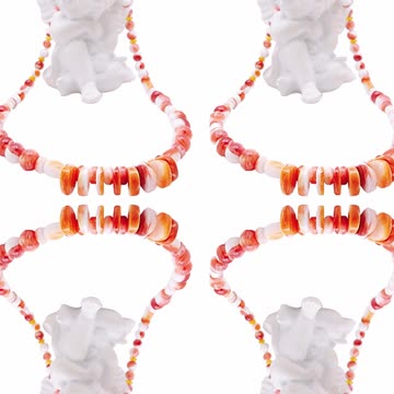 Pretty orange spiny oyster handmade necklace full strand 16inch gift for women 20231212-01-08