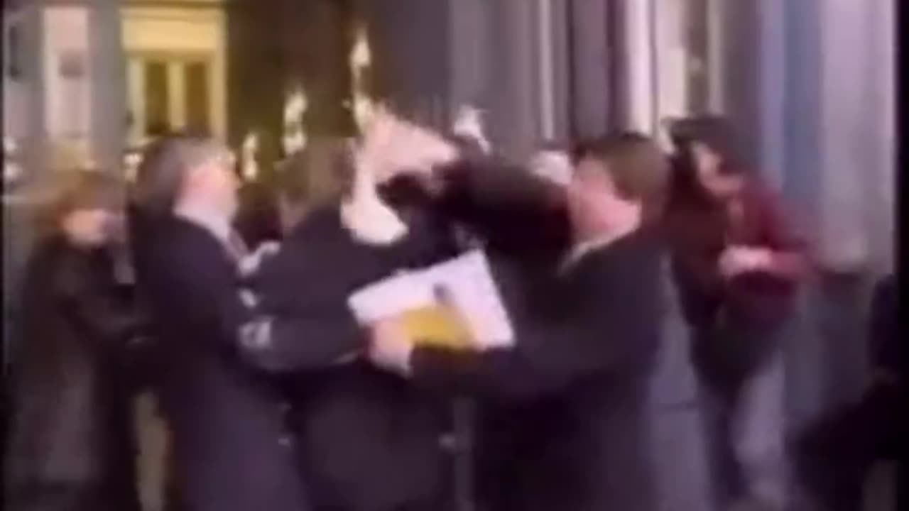 Bill gates gets hit with a cake in the face 1998