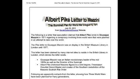 ALBERT PIKE’S THIRD WORLD WAR - Predictive Programming