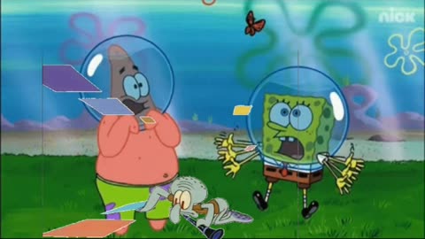 Squidward Is Playing With Tiles While SpongeBob And Patrick Freak Out About A Butterfly 🦋