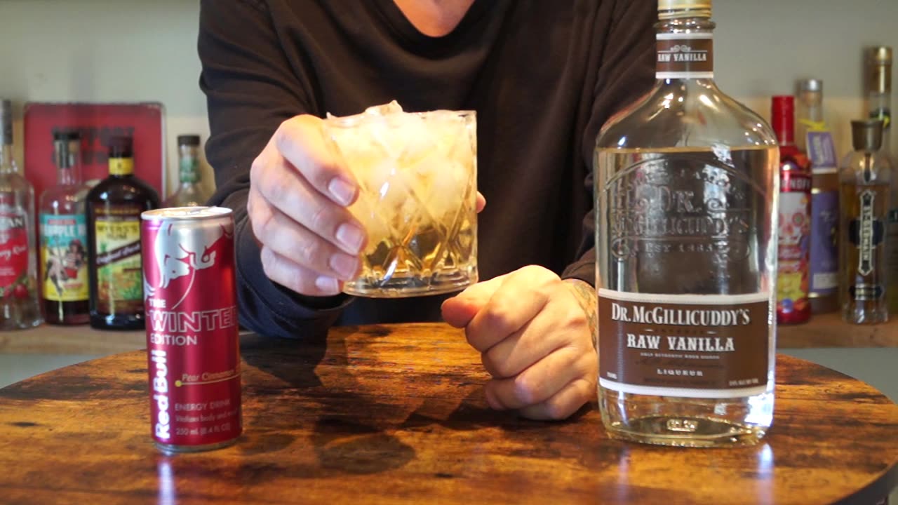Dr McGillicuddy's Raw Vanilla Liqueur & Red Bull Winter Edition Pear Cinnamon Energy Drink