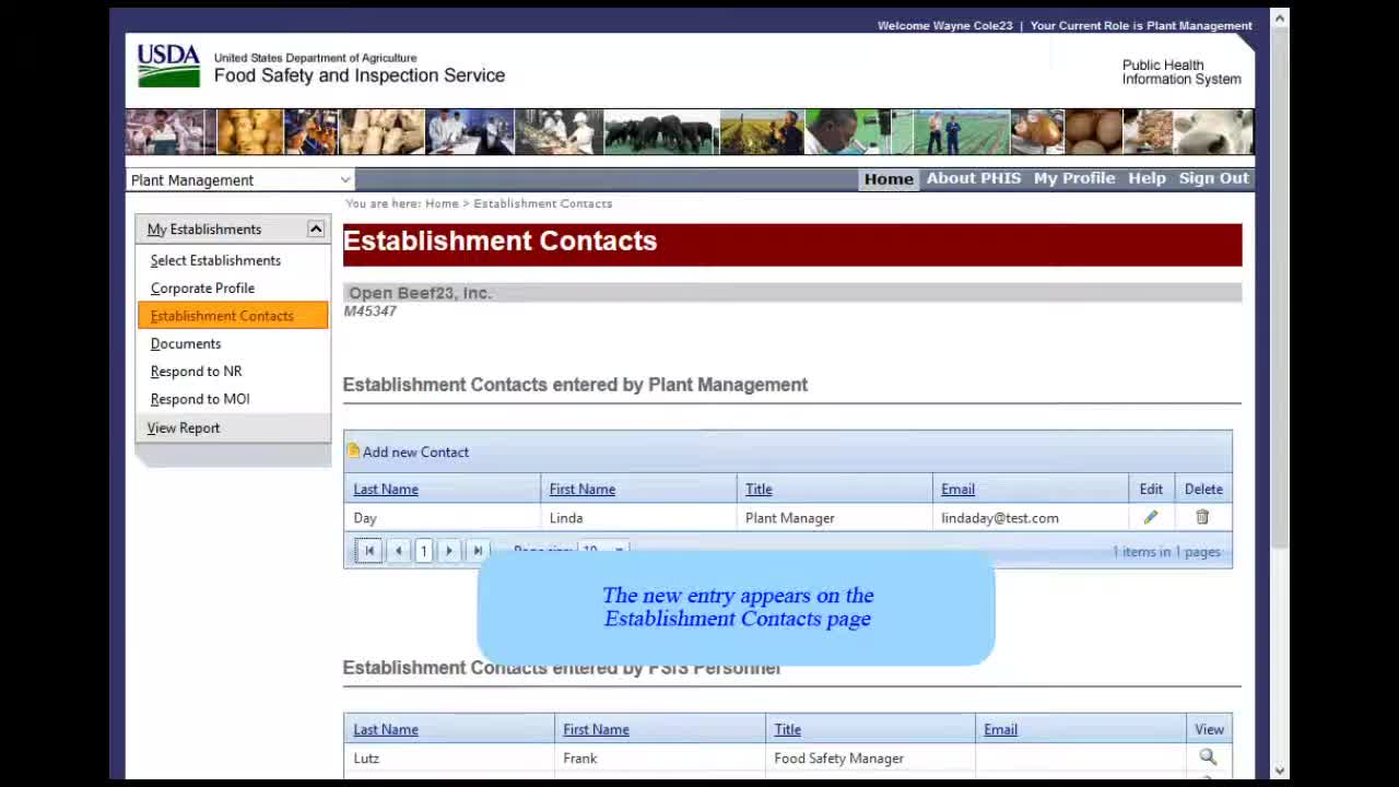 Add Establishment Contacts (v1)