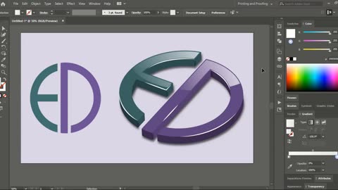 How to create Illustrator 3D logo From 2D with glossy effects -