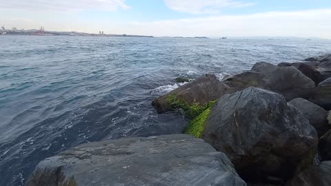 Beautiful rocky beach and sea