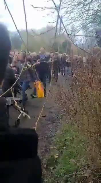 Squabbles today outside the former Northeye Prison site in Little Common as locals clashed...
