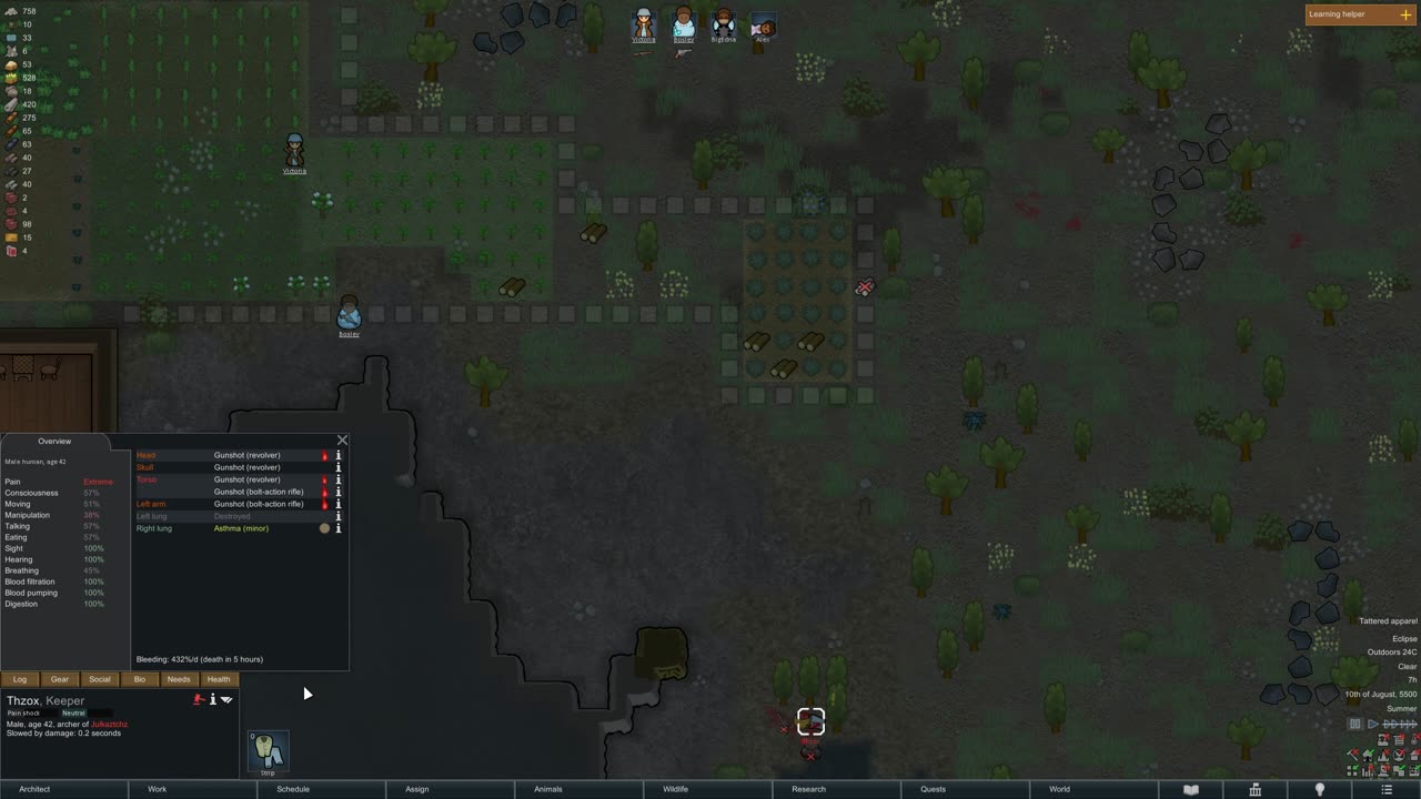 [RimWorld] First new member, 'Junior', headhunted via gunfire