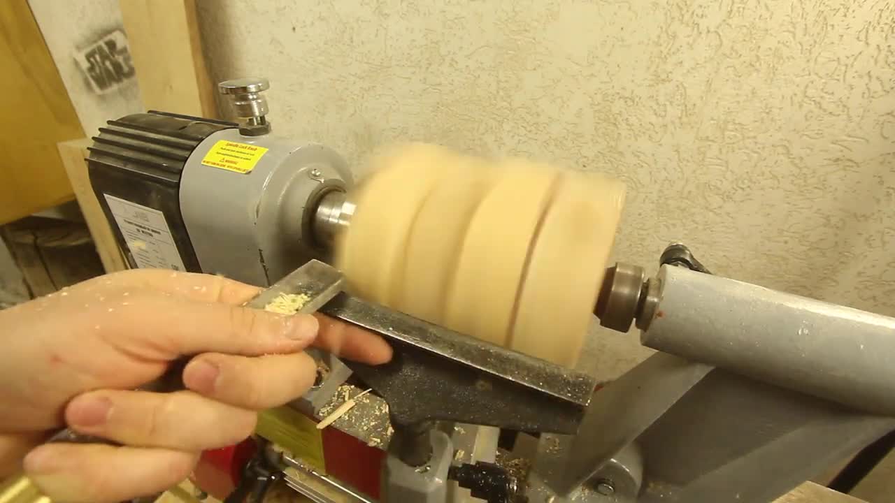 Woodturning of glued pie pine bars