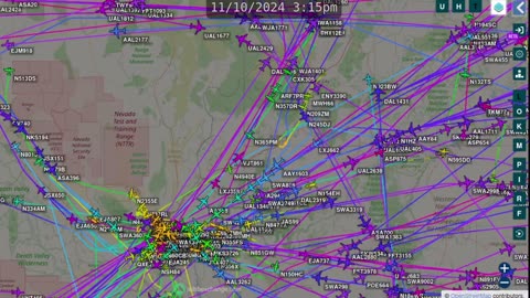 Air Traffic Time Lapse for Nevada - Lost Wages - Spy Utah - Nov 13th 2024 - past week -