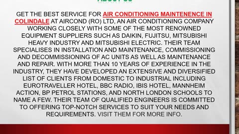 Best service for Air Conditioning Maintenance in Colindale