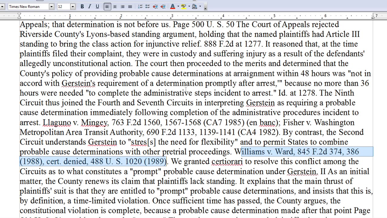 Suit- Acting Judges and Arresting Agency- Probable Cause within 48 hours