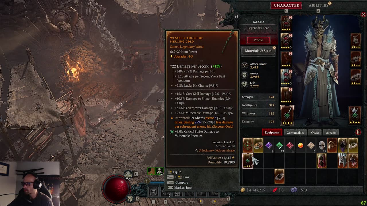 Part 16 Diablo 4 pt - Tier 3 frost sorc endgame gear grind. come chill